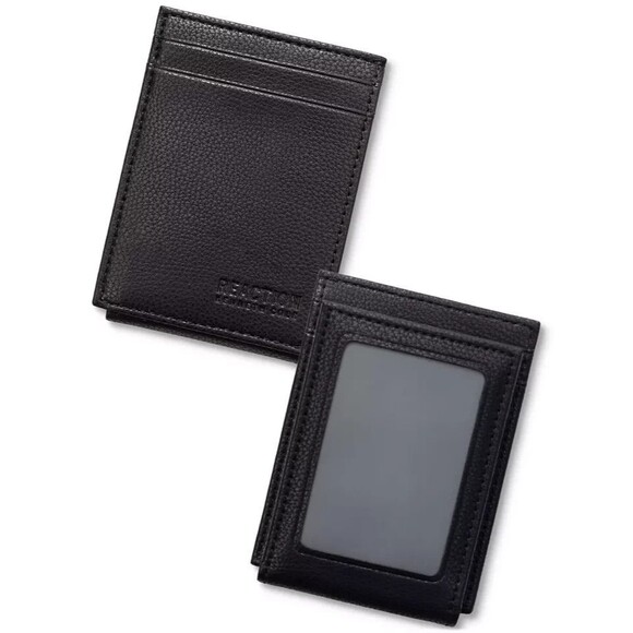 Kenneth Cole Reaction Mens Black Bifold Leather Wallet & Money Clip Set - Picture 3 of 6